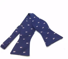 $90 Tommy Hilfiger Mens Blue Red Snowman Print Bow Tie Classic Adjustable Bowtie