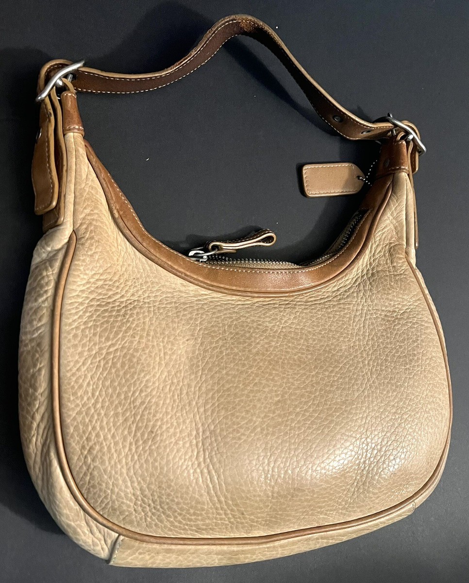 COACH HOBO SHOULDER BAG Y2K BROWN PEBBLE LEATHER SILVER COACH HOBO SHOULDER BAG Y2K BROWN PEBBLE LEATHER SILVER