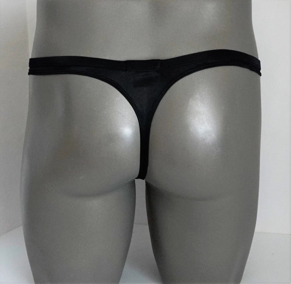 NEW MEN'S BLACK TIE SATIN INTIMO TUXEDO THONG  - Image 3 of 4