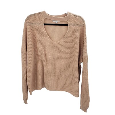 Dont Ask Why Sweater Womens OS One Size Brown Tan Keyhole Neck Oversized Italy