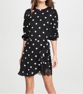 Rebecca Vallance Penelope Black & White Polka Dot Lace Trim Mini Dress 0US $440 | eBay Rebecca Vallance Penelope Black & White Polka Dot Lace Trim Mini Dress 0US $440 | eBay