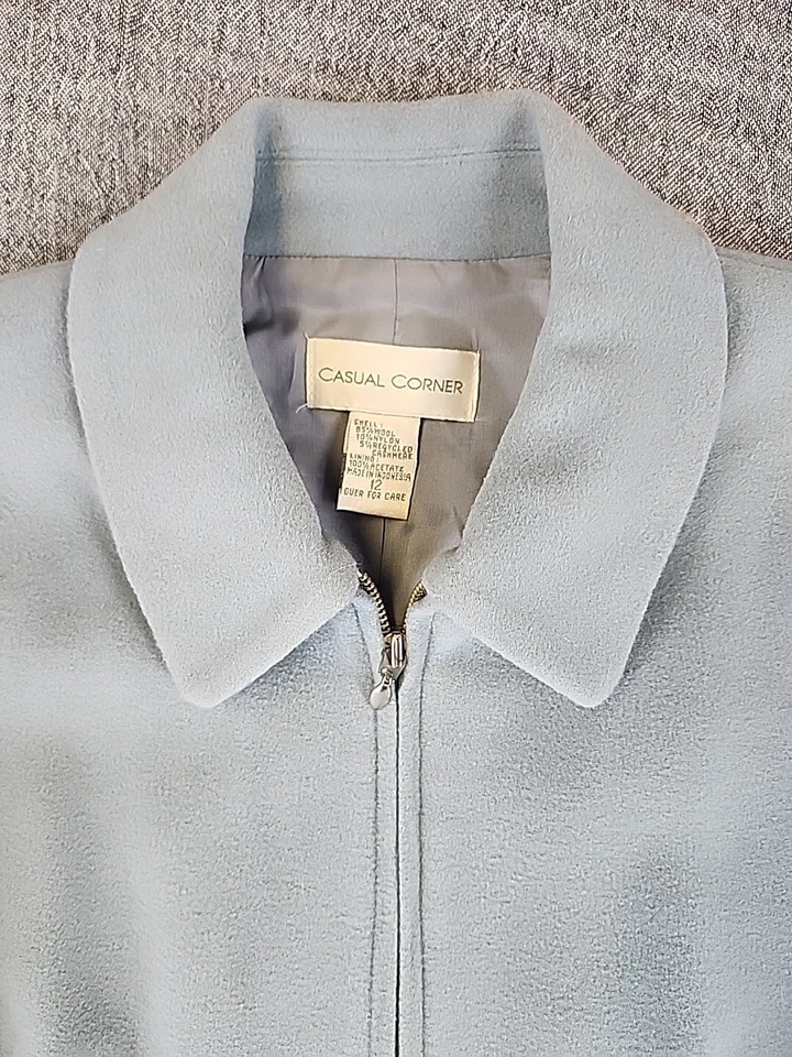 Chaqueta Esquinera Informal Para Mujer 12 Azul Blazer Lana Mezcla Cachemira Cremallera Completa Oficina Foto 2 de 4