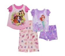 Disney Princess Girls 4 Piece Pajama Set Pink