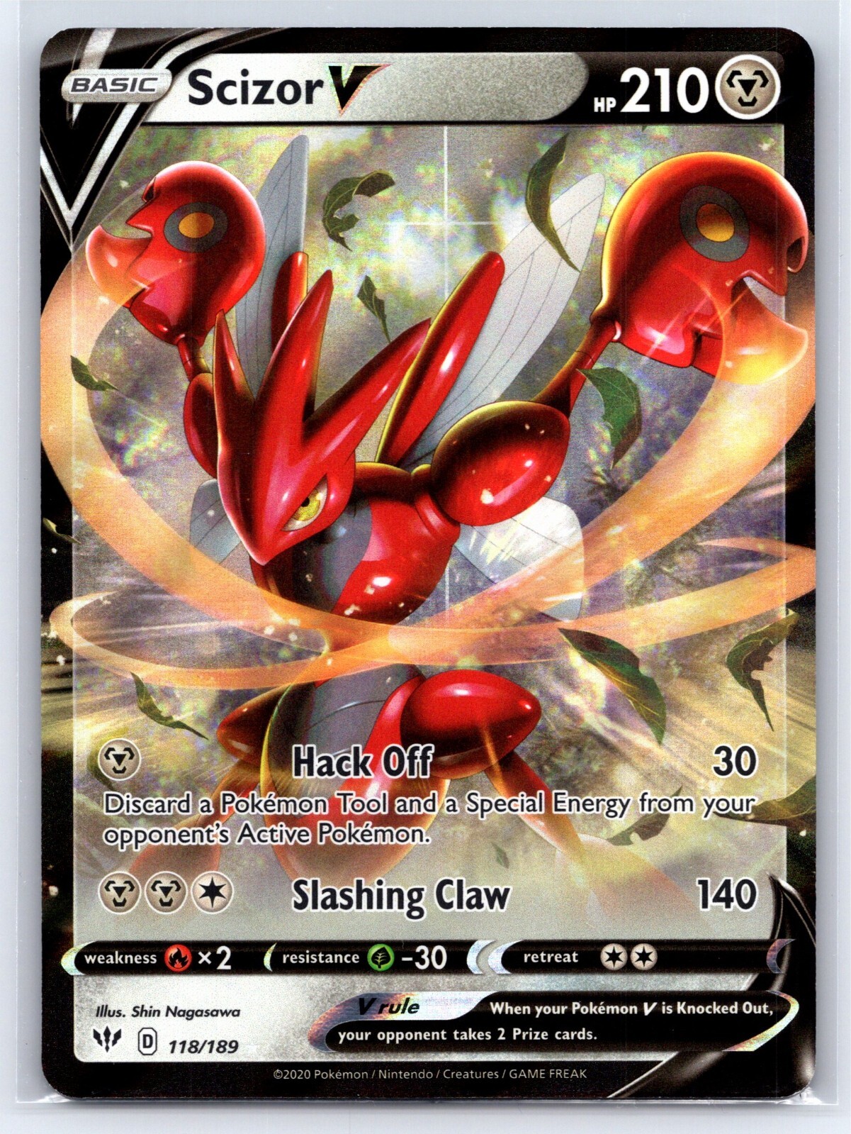 2020 Pokemon TCG SWSH Darkness Ablaze Scizor V Ultra Rare Holo 118/189 NM