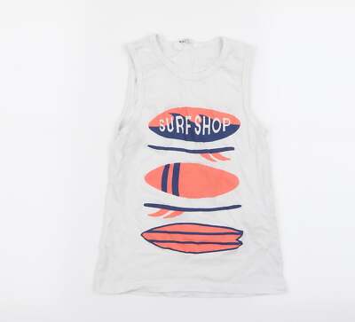 H&M Jungen Tanktop weiß Baumwollmischung Größe 7-8 Jahre