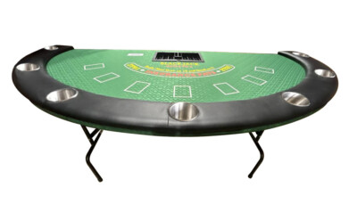 TheBestPokerSite 84'' Blackjack Table - Folding Metal Legs 7 Players, green felt