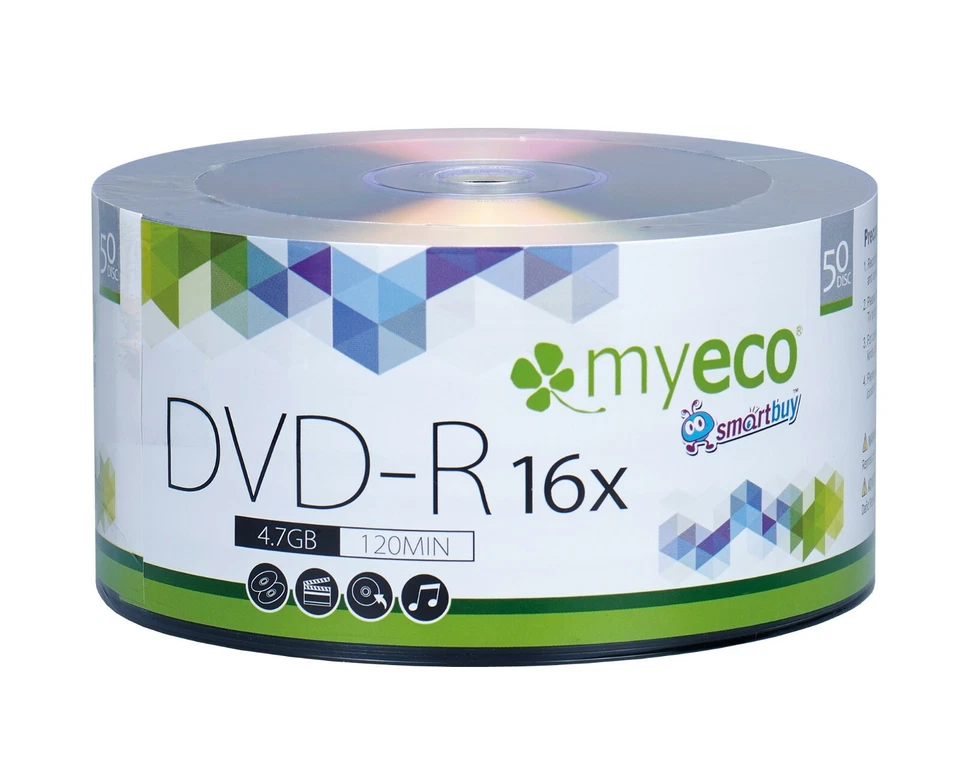500 Pack MyEco DVD-R DVDR 16X 4.7GB Economy Branded Logo Blank Recordable Disc - Image 2 of 3
