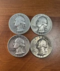 Lot of 4- 90% Silver Washington Quarters