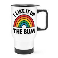 Gift Base Regenbogen Travel Mug Tasse FüR Unterwegs, Edelstahl, Weiß 14Oz, 1