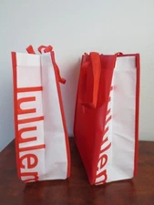 Lululemon 2 Shopping Bags Red/ White Large 16"x 14"x 6"