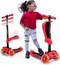 Hurtle 3-Wheeled Scooter for Kids - Wheel LED Lights, Adjustable Lean-To-Steer H