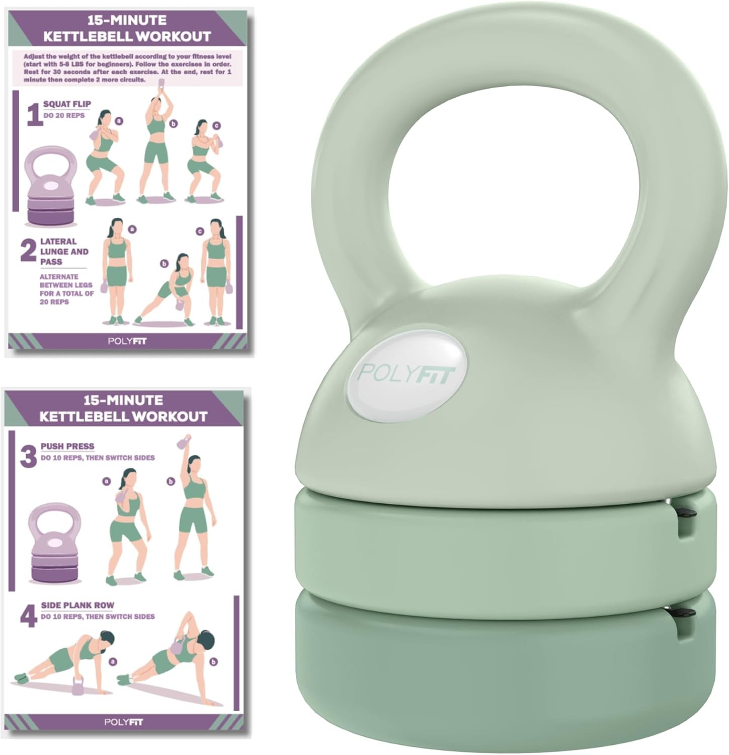 Adjustable Kettlebell 12 lb Kettlebells Weights Set Home Gym Kettle Bell