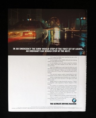 Original Oldtimer Reklame. BMW 7er Auto. BMW Die ultimative Fahrmaschine