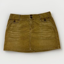 VTG  Y2K 2000s AMERICAN EAGLE Sz 4 Tan Khaki Corduroy Unlined Mini Skirt   G  