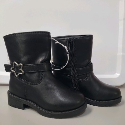 New jellypop Boots Black Ankle  Star Buckle Zip Boots Toddler Size 6
