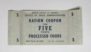 WWII US OPA Ration Coupon Five Points Processed Foods Form R 1324