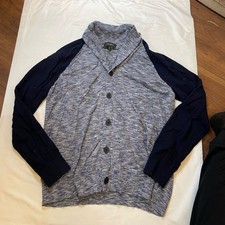 Men  s Express size large blue button up cardigan