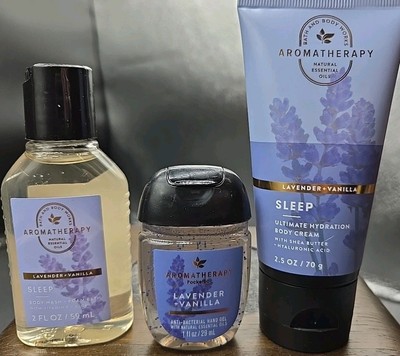 3 Bath Body Aromatherapy Sleep Lavender & Vanilla Cream Body Wash Pocketbac