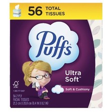 Puffs Ultra Soft Facial Tissues, 18 Cubes, 56...