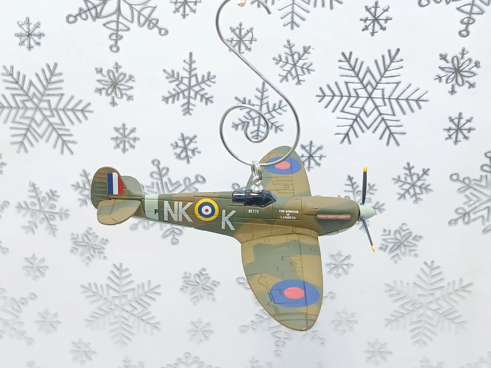 RAF Supermarine Spitfire Segunda Guerra Mundial Personalizado Adorno de Navidad Avión Piloto de Avión Foto 4 de 4