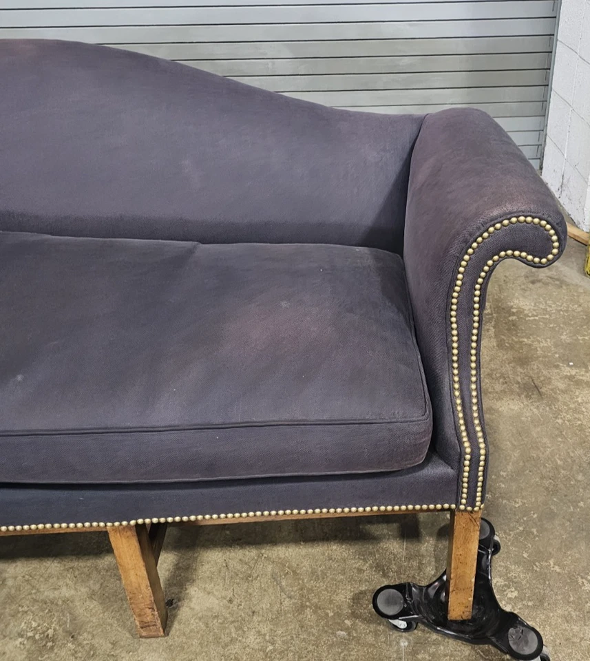 Sofá Kittinger Williamsburg Caoba Chippendale Tela Azul CW 129 Foto 4 de 4