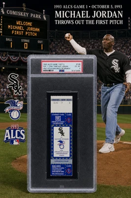 1993 ALCS Game 1 PSA 6 Michael Jordan First Pitch Comiskey Park Ticket - Image 1 of 2