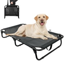 Outdoor Foldable Raised Dogs Bed for Large Pet, No-Assembly-Need Elevated Dog...