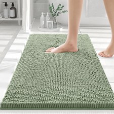 Luxurious velvet bathroom mat, 30x20, ultra-soft and absorbent, sage green.