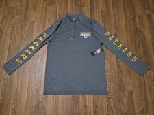 Green Bay Packers NFL Team Apparel 1/4 Zip Pullover Men's Large Gray Green NWT