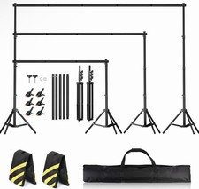 OPKING 10x8.5ft Backdrop Stand Photo Booth Support System Kit w/ Bag Black