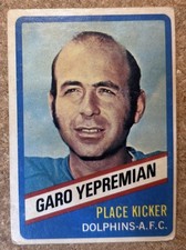1976 NFL Topps Wonder Bread All-Star Garo Yepremian #12 Miami Dolphins