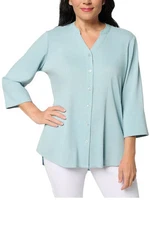 Attitudes by Renee Women's Stretch Woven Button Front Tunic Chambray