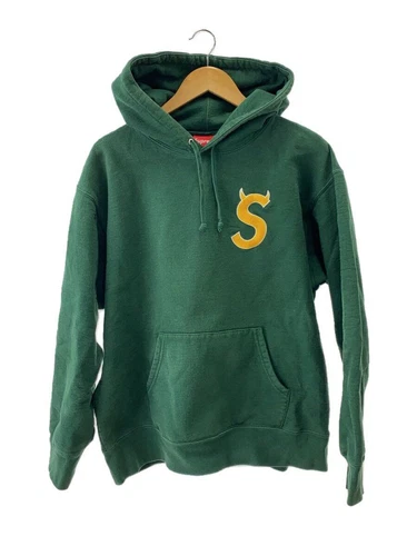 Felpa con cappuccio Supreme 22FW S logo L cotone verde con pilling usata