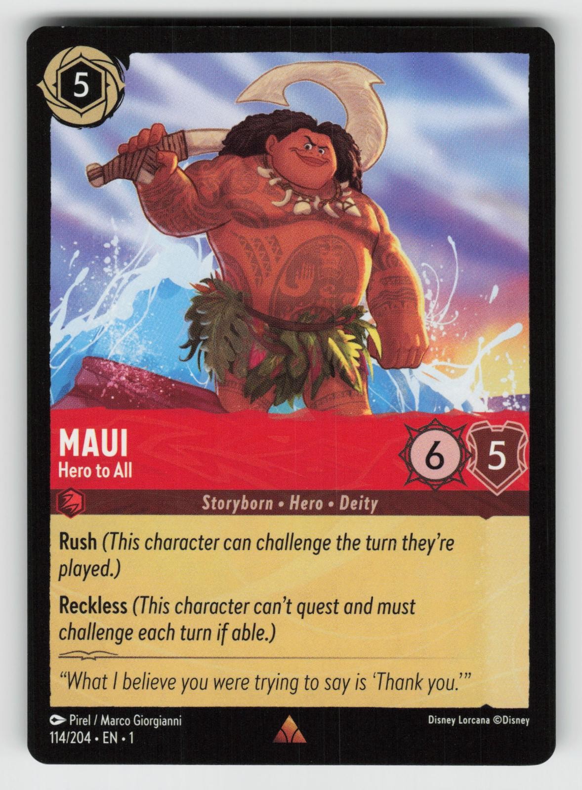 Maui - Hero to All 114/204 Rare The First Chapter Lorcana Near Mint