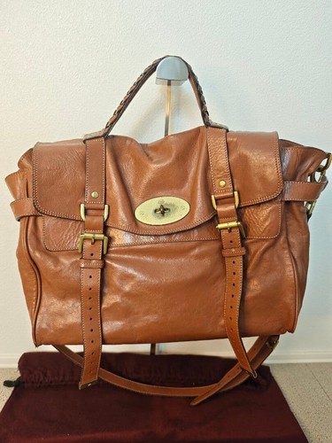 Mulberry Oversized Alexa Brown Leather 2 Way Shoulder Bag Postmans Lock A4