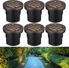 LEONLITE Dia. 4 Inch Well Lights Landscape LED In Ground, Grated Top, 3000K Warm