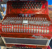 Santa Marsala Red Button accordion used in decent shape but being sold "as-is"
