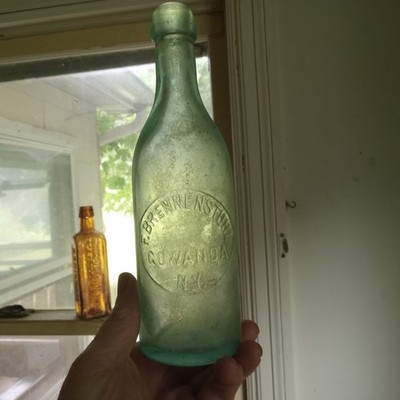 GOWANDA,NY F.BRENNENSTUHL RARE 1890 APPLIED BLOB TOP BEER BOTTLE