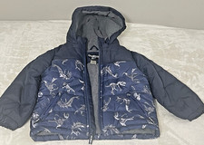 OshKosh B  gosh Boys Heavy Duty Blue Dinosaur Puffer Jacket Coat SIZE 5T Pockets