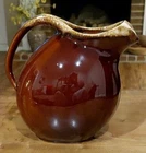 Vintage Hull Oven Proof USA Brown Drip Glaze Ball Pitcher with Ice Lip