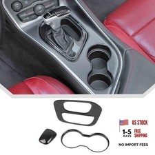 3pcs Cup Holder Trim Kit for 2015-2024 Dodge Challenger Interior Carbon Fiber