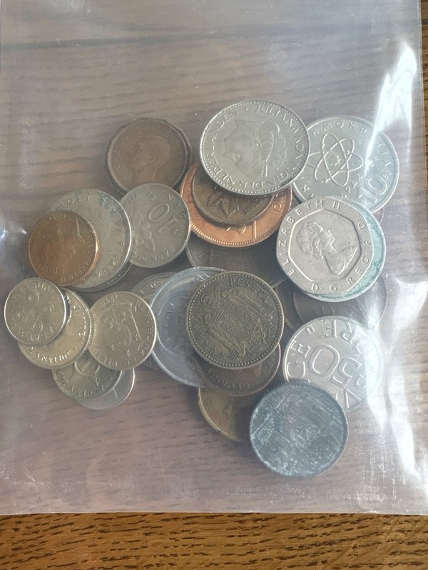 mixed bag of world coins