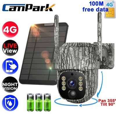 4G LTE Trail Camera Live View Hunting Solar Powered Cellular Security Cam SIM 