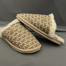 Michael Kors Slippers Women's Size 6 Brown Janis Faux Fur Slip On