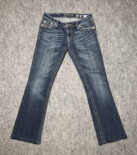 Miss Me Women's 28 Irene Boot Cut Denim Blue Jeans Flap Button Pockets 28x29 