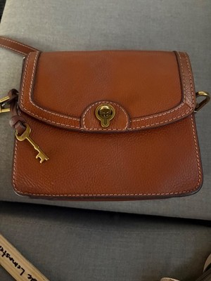 Fossil SHB3070210 Women's Brown Ainsley Eco Leather Small Flap Crossbody $195