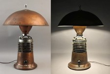 Vintage Art Deco Electric Fan Table Lamp Industrial Machine Age Chrome & Copper 