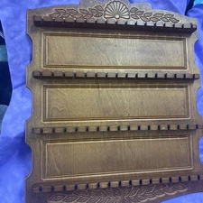 Wood Carved Collector Souvenir Spoon Display Rack MCM