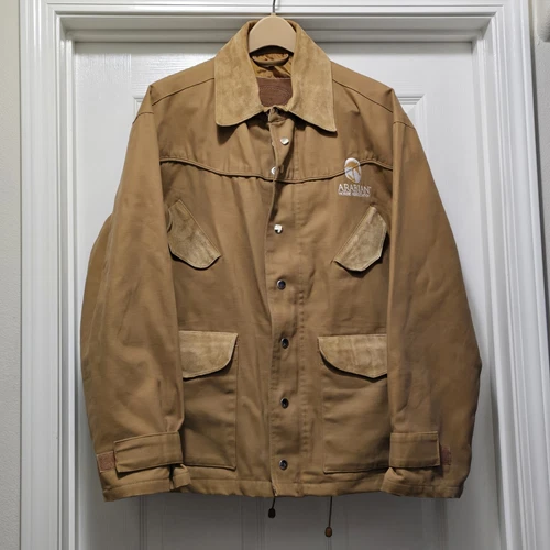 American Quarter Horse Association Jacket Brown Canvas / Leather Trim Men's L