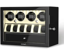 DUKWIN Watch Winder 4 Automatic Watches Lockable Winders w/ 6 Watch Holders READ